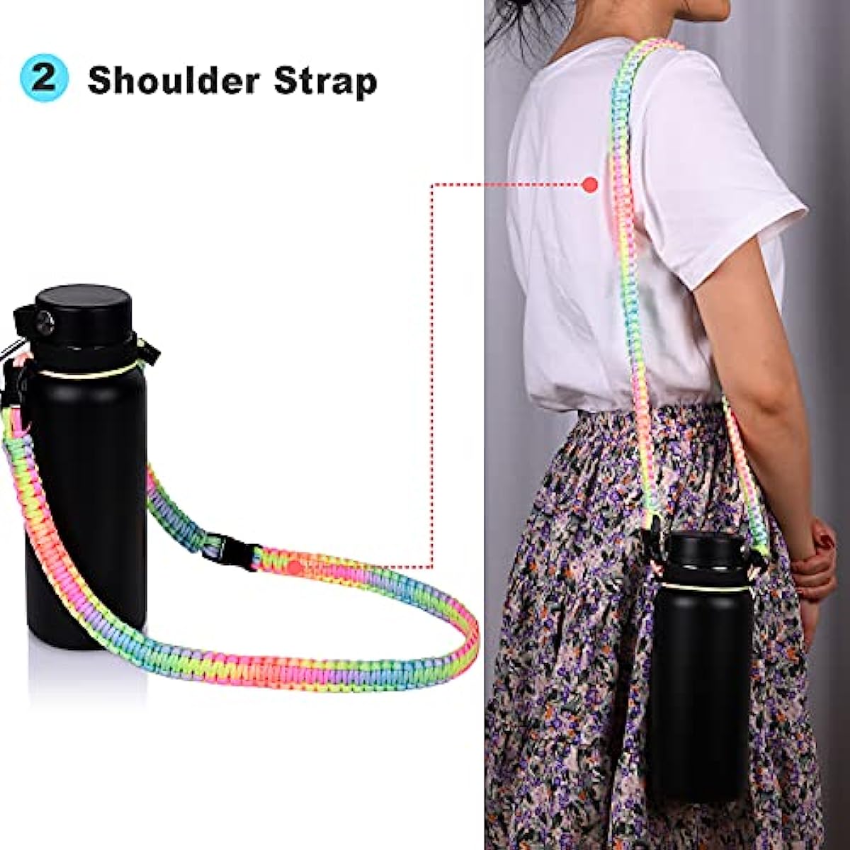 Sports Water Bottle Holder - Braided Paracord Shoulder Strap Compatible  With Hydro Flask 2.0 Wide Mouth Bottle - Perfect For Outdoor Walking,  Camping & Cycling! - Temu Austria