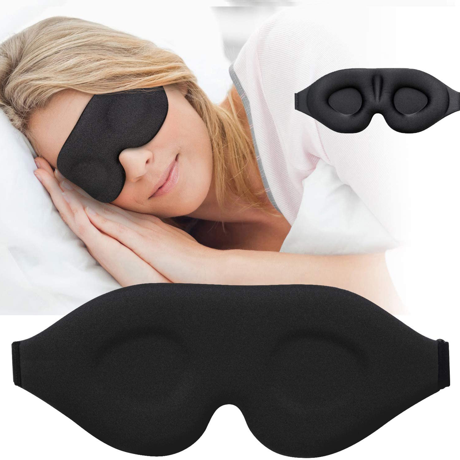 MZOO Sleep Eye Mask for Men Women, 3D Contoured Cup Sleeping Mask &  Blindfold, Concave Molded Night Sleep Mask, Block Out Light, Soft Comfort  Eye