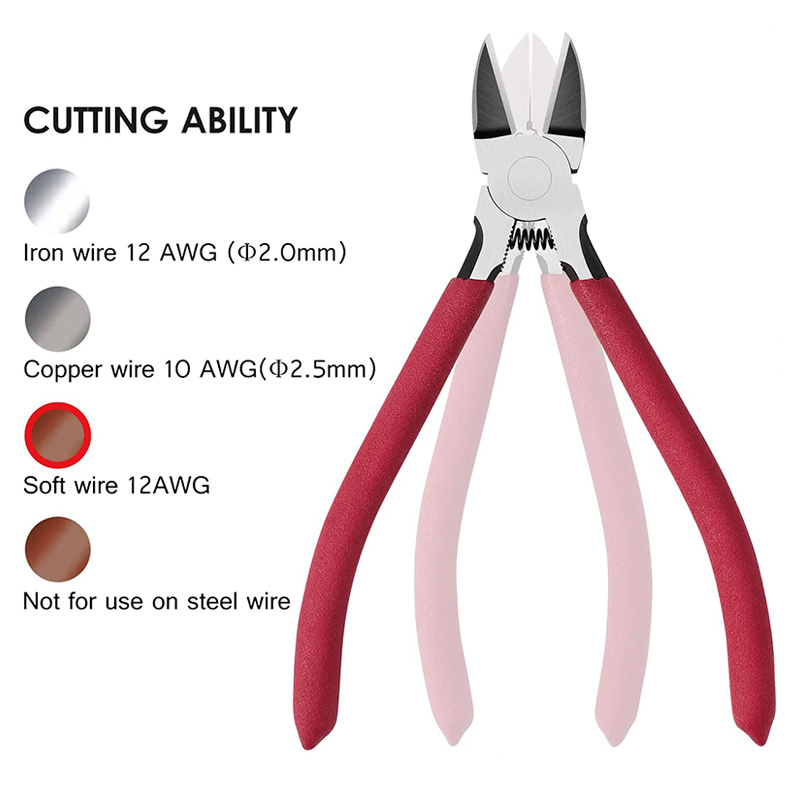 Flush-cutter pliers, for jewelry-making, pointy, blue, length 13