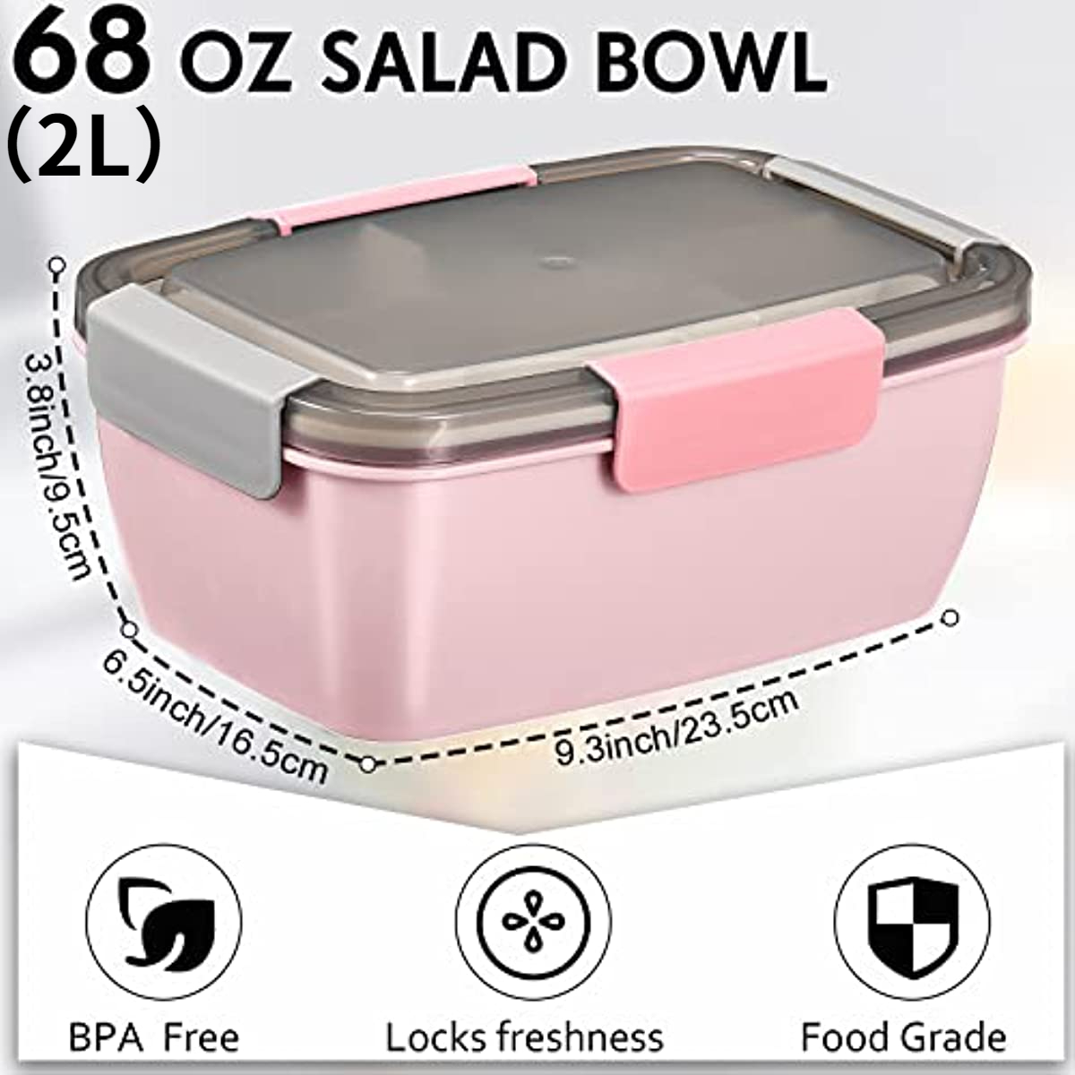 Salad Lunch Container 2L Large Capacity BPA Free Salad Lunch Box with 4  Compartments Tray Leak-proof Portable Salad Bowl with Fork for School  Office Camping 