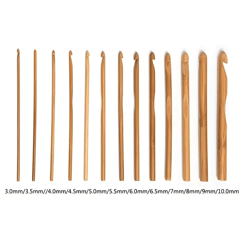 12pcs/set Bamboo Handle Crochet Hook Knit Craft Knitting Needle Weave Yarn  3-10mm Sewing For Home Handmade Accessories