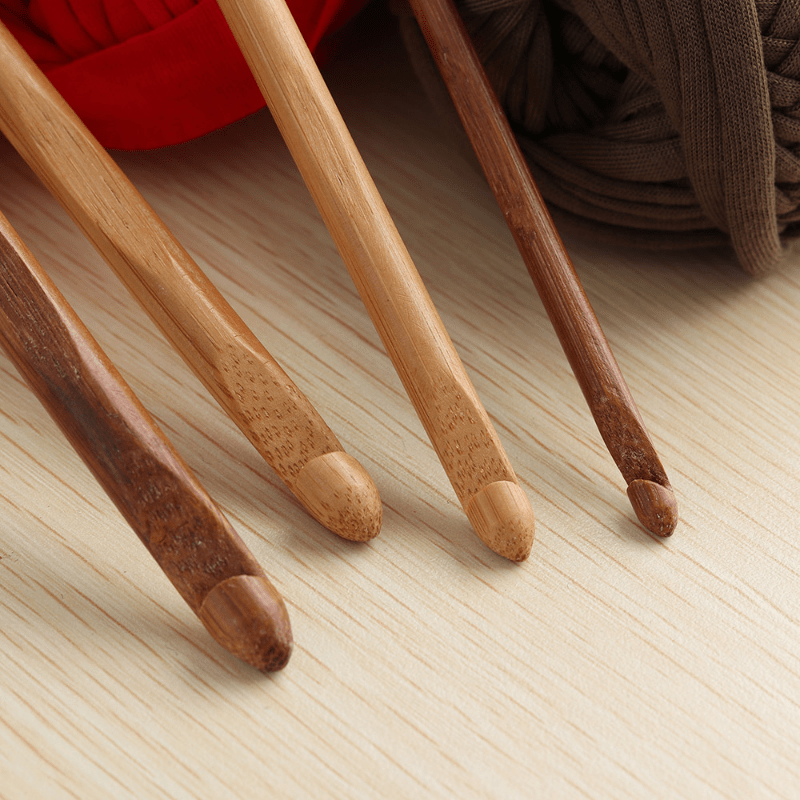 Crochet Hooks Set Bamboo Knitting Needles Set Bamboo Crochet - Temu