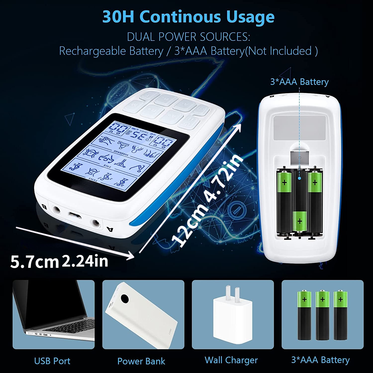 New Rechargeable Tens Unit Muscle Stimulator Pain Relief Ems - Temu