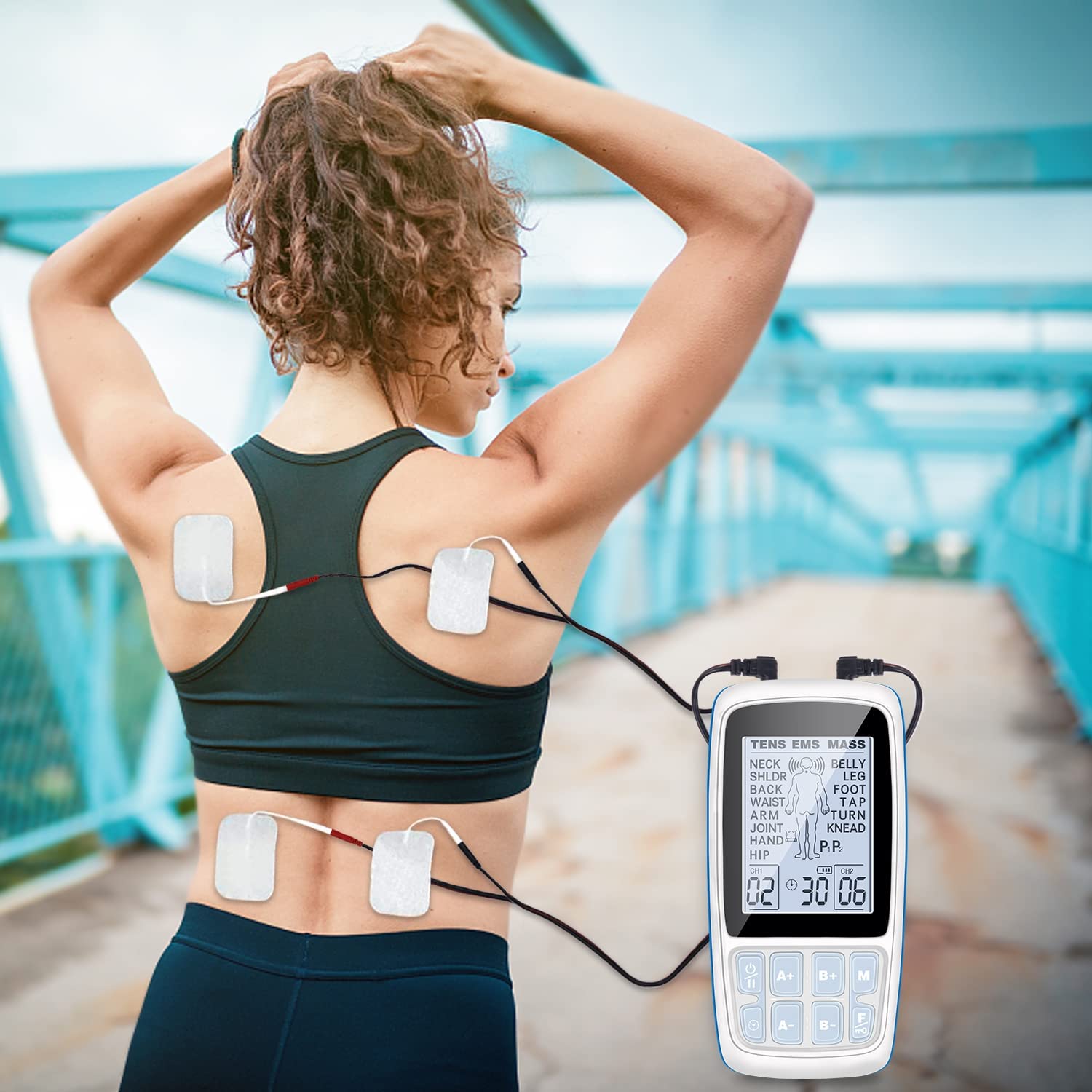Rechargeable Dual Channel Tens Ems Unit - 24 Modes, 30 Intensity Levels -  Muscle Stimulator For Pain Relief And Relaxation - Mini Tens Machine Pulse  Massager - Temu