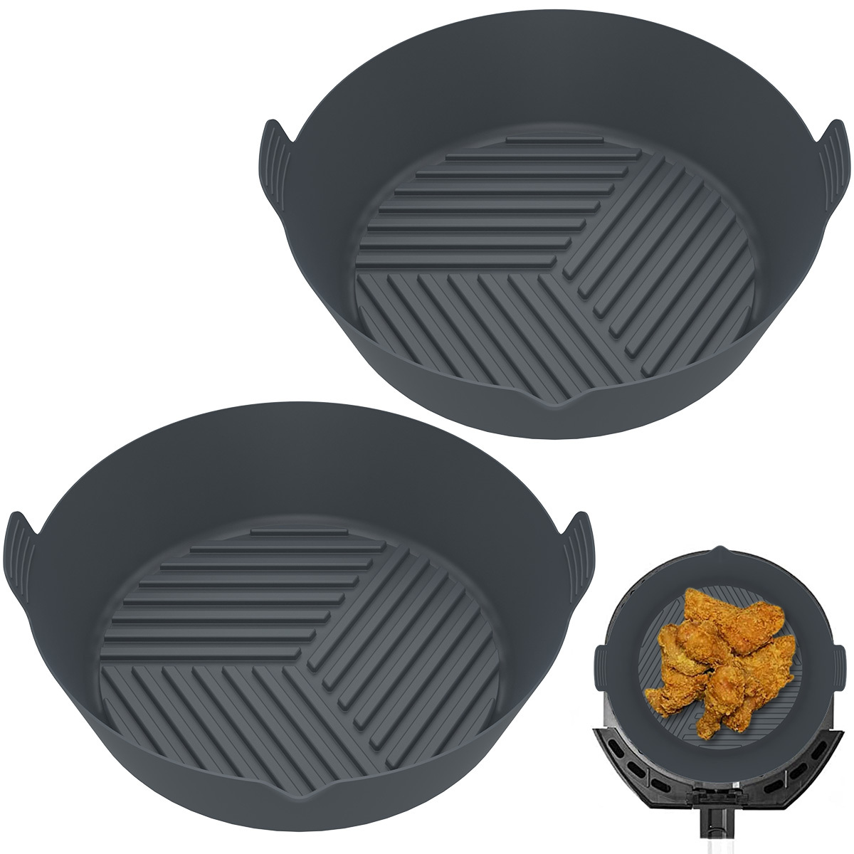 Air Fryer Silicone Pot Air Frying Baking Pan Round Heat - Temu