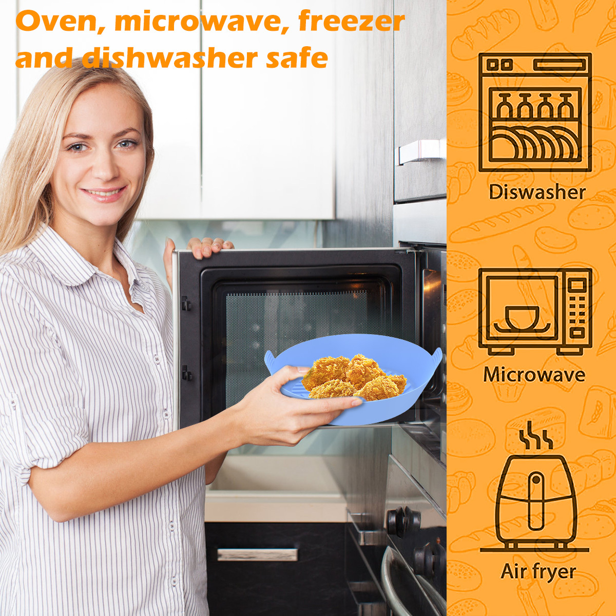 Air Fryer Silicone Large Square Rectangle Mat Non-stick Practical  Dishwasher Safe Tray for Air Fryer Steamer Oven Gray Square 