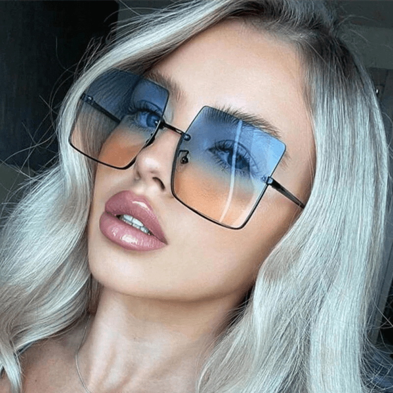 Tinted Lens Fashion Sunglasses Women Men Y2k Semi Rimless - Temu