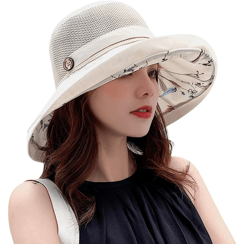 Wide Brim Sunscreen Bucket Hat Lace Up UV Protection Basin Hat Women Sun  Hats Outdoor Travel Beach Hats