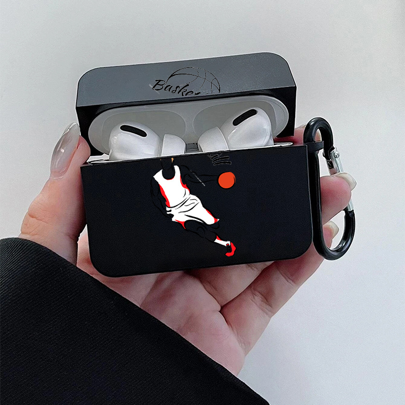 Black Basketball Graphic Pattern Headphone Clear Case For Airpods1