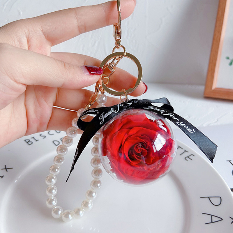 Preserved on sale flower keychain