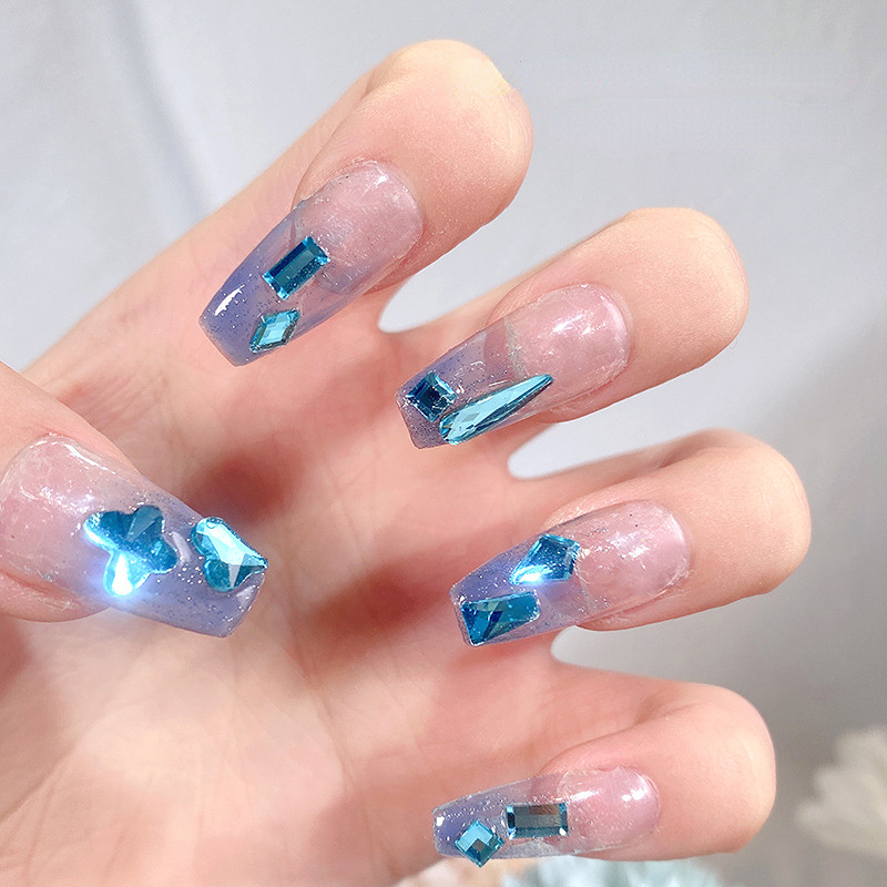 Crystal Mixed Shape Nail Art Rhinestone Blue - Temu