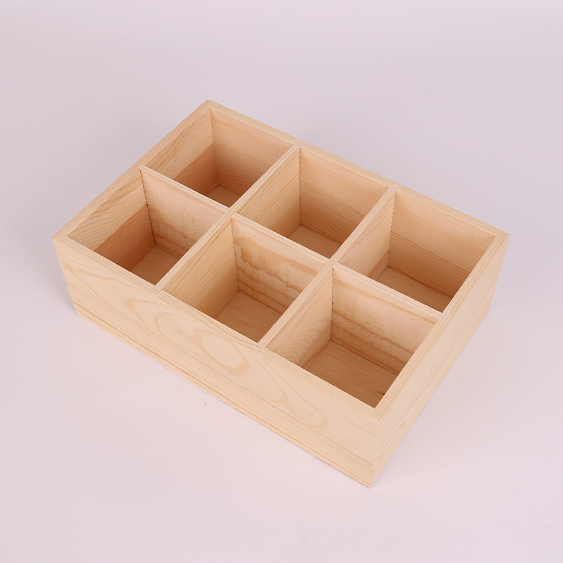 Six Grids Storage Box Art Pigment Tool Wooden Storage Box - Temu