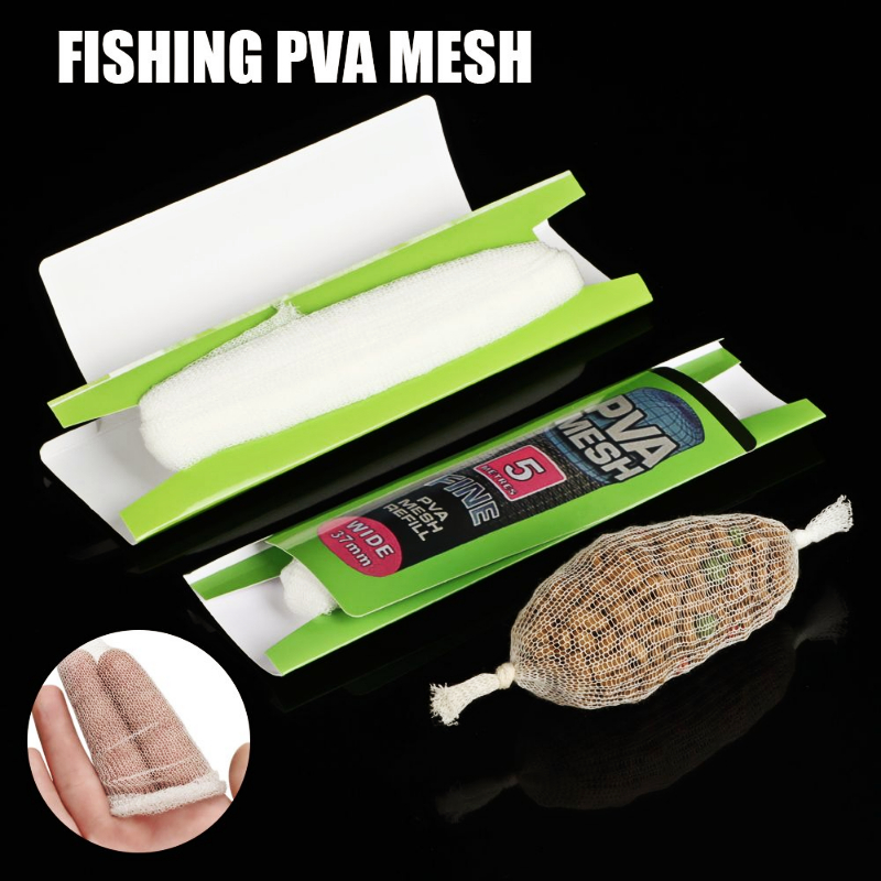 196.85inch Soluble PVA Mesh Fishing Bait Bags, Refill Carp Fishing Feeder  Fishing Lures Refill Rig Hook Bait Wrap Bags 25mm 37mm * 196.85inch