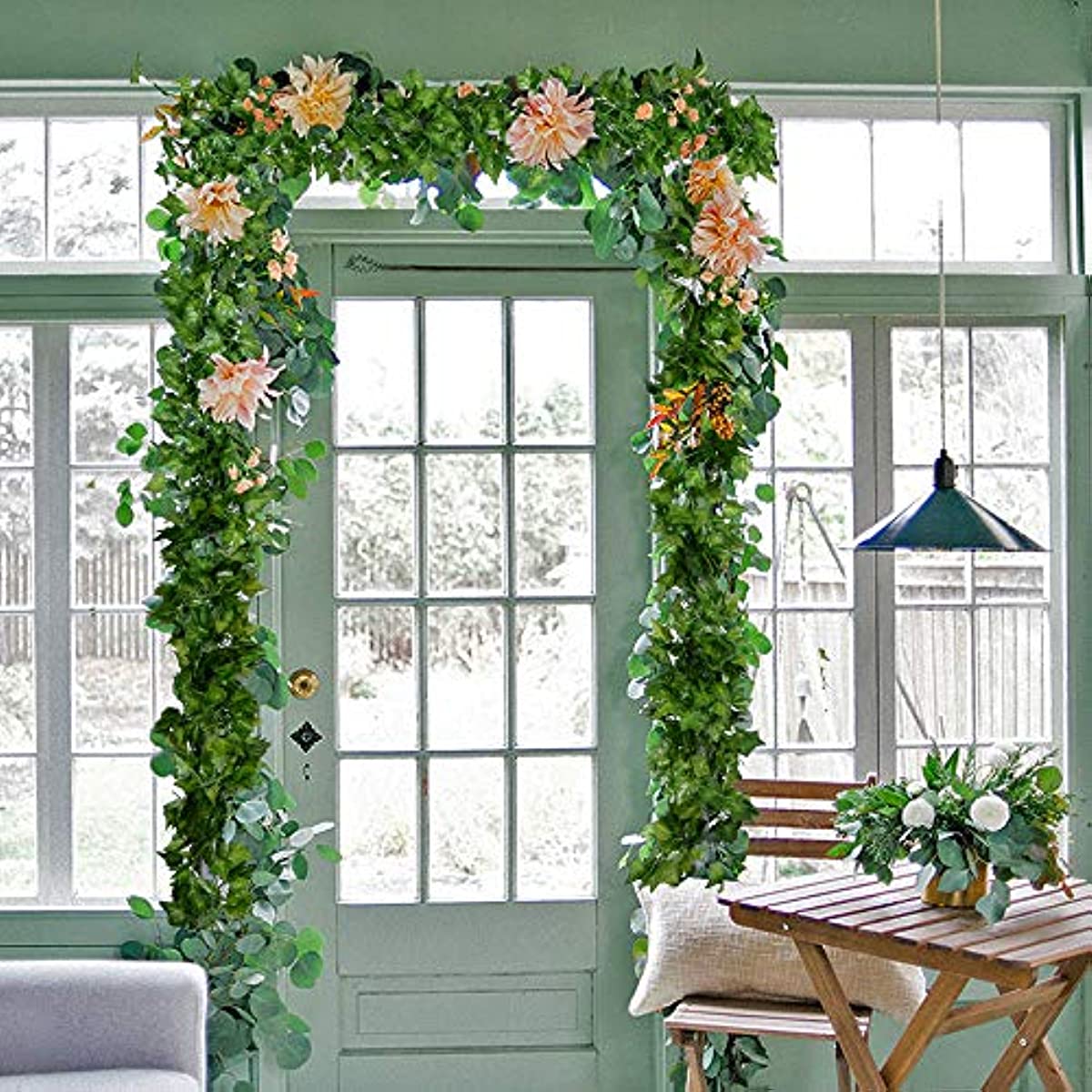 12pcs Artificial Ivy Garland Fake Vine Hanging Plants For Home Bedroom  Wedding Birthday Party Valentine's Day Decoration, Green Faux Leaves