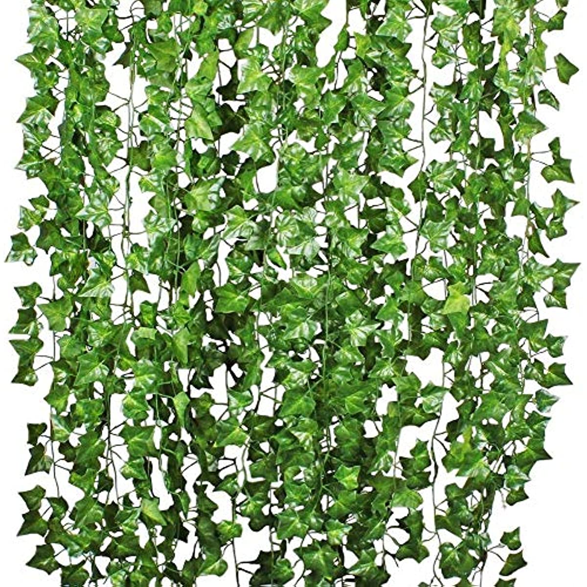 HO2NLE 12 Pack 84 Feet Artificial Fake Hanging Vines Plant Faux Silk Green  Leaf Garlands Home Office Garden Outdoor Wall Greenery Cover Jungle Party  Decoration