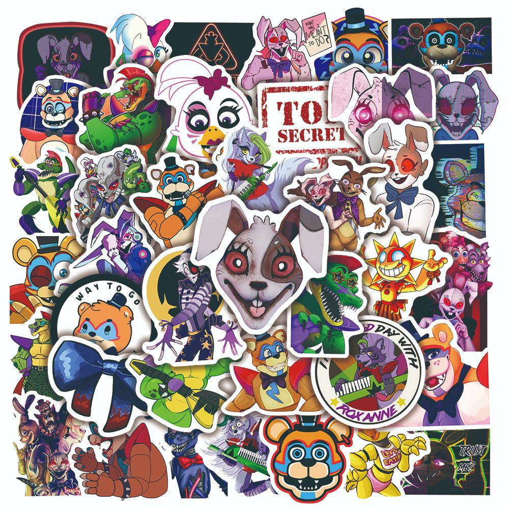  50Pcs FNAFStickers Pack for Kids, Fun Game Vinyl Waterproof  Stickers for Water Bottle,Skateboard,Laptop,Phone,Scrapbooking Decals Gifts  for Kids Teens Adults (FNAF) : Electronics