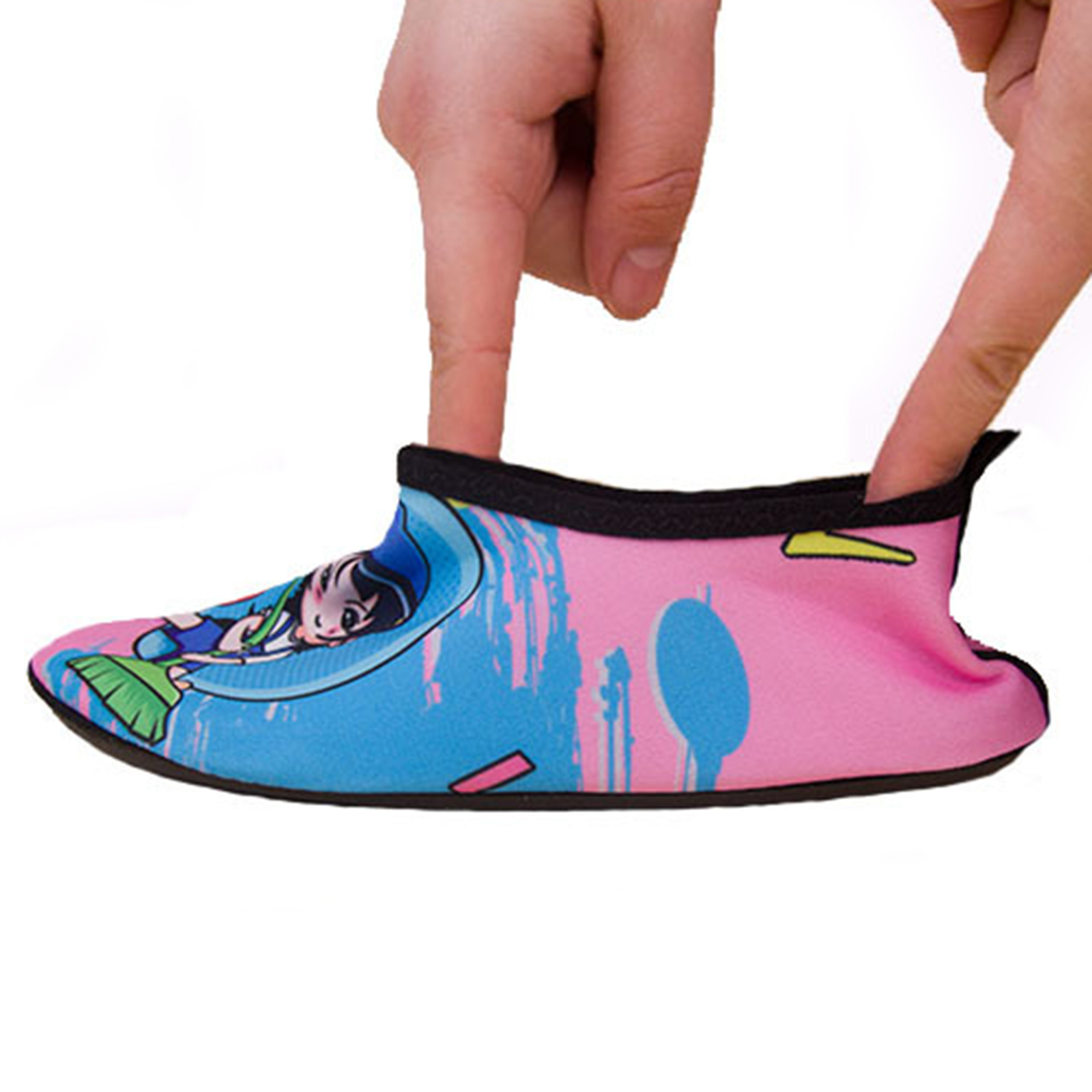 Youngsters' Lightweight Slip-On Swim Shoes - Quick-Dry Beach Water Shoes with Cartoon Whale & Designs, Soft Fabric & TPR Sole for Outdoor Swimming, Pool, Lake, Beach, and Light Beige-Friendly Comfort