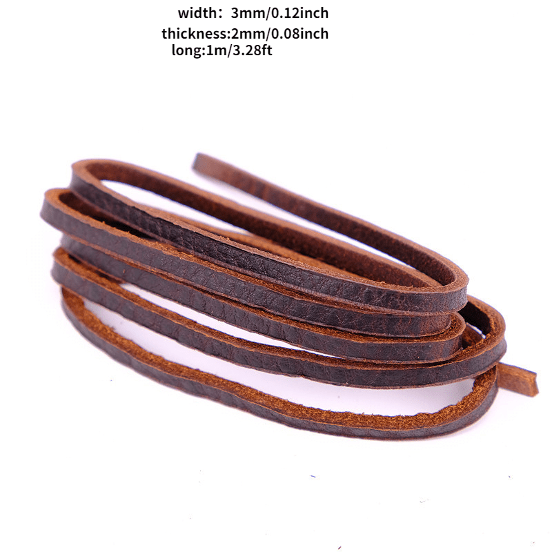 Flat Genuine Leather Cord Strip Cord Braiding String Tan - Temu
