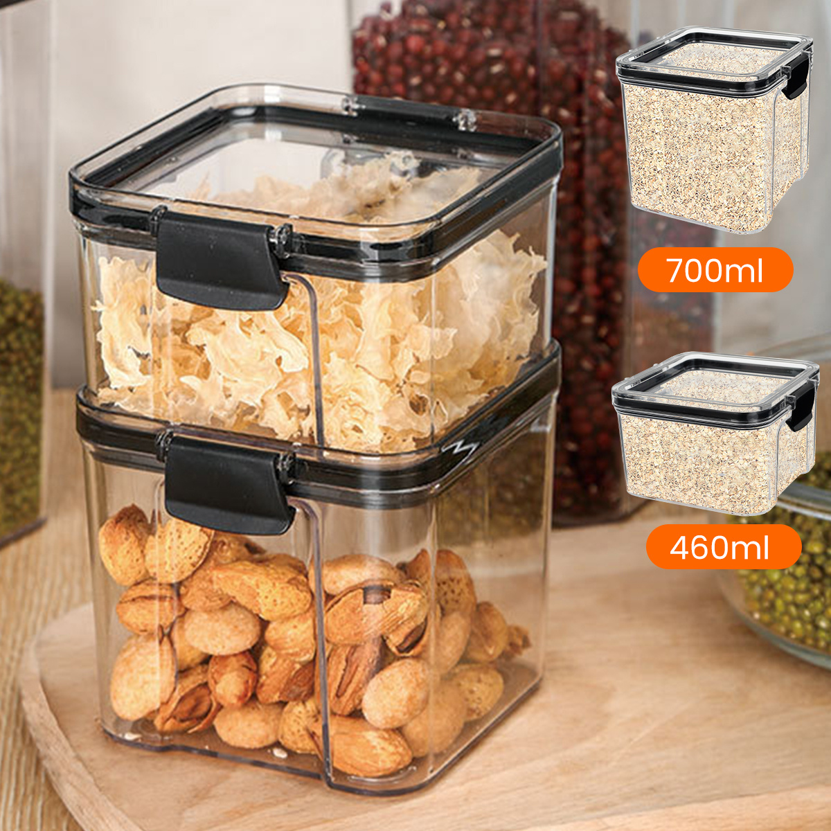 Food Storage Containers With Bamboo Lids, Clear Airtight Food Jars,  Moisture-proof Transparent Sealed Fresh-keeping Box, For Cereal, Rice,  Pasta, Coffee Beans, Nuts And Sugar, Plastic Food Preservation Tank, Home  Kitchen Supplies 