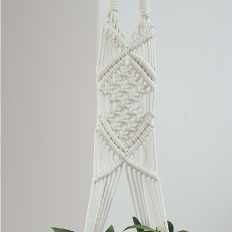 2 Ivory Cotton Ropes Macrame Plant Hanger Decorative Pot Holders