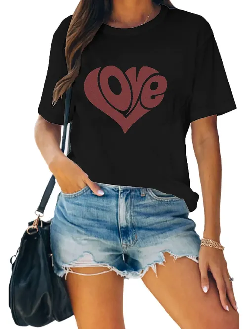 Heart Graphic Tshirt - Temu