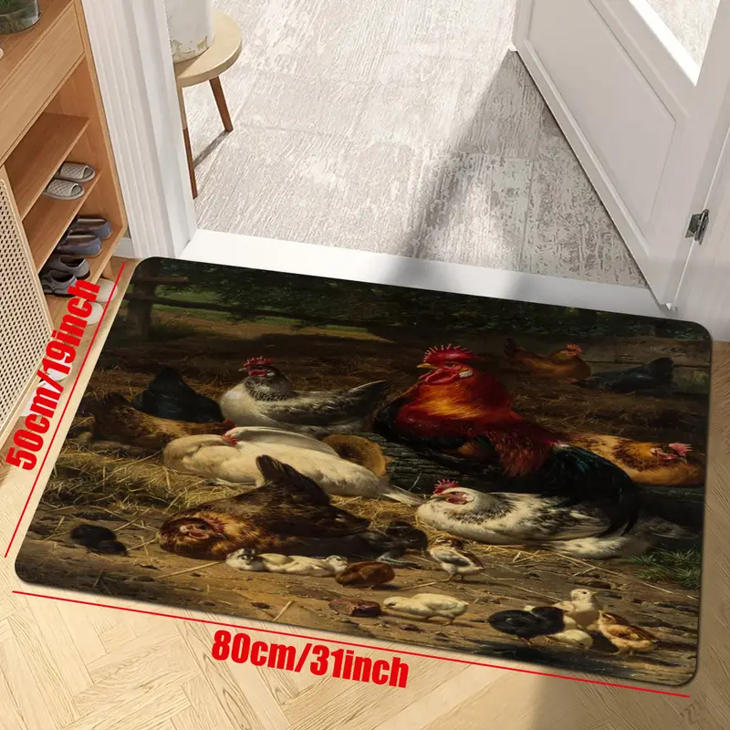 Rooster Kitchen Rug Memory Foam Kitchen Mat Set of 2, Farmhouse Decor for  The Kitchen Mats Cushioned Anti Fatigue 2 Piece Set and Chicken Kitchen Mat