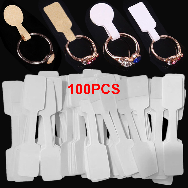 100pcs Paper Price Tags Stickers Jewelry Blank Brand Labels Ring Necklace  Display Card Packaging Self-Sticker Hangtag Wholesale