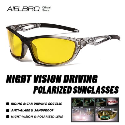 aielbro polarized night vision glasses for men and women driving eyewear reduce glare and enhance vision