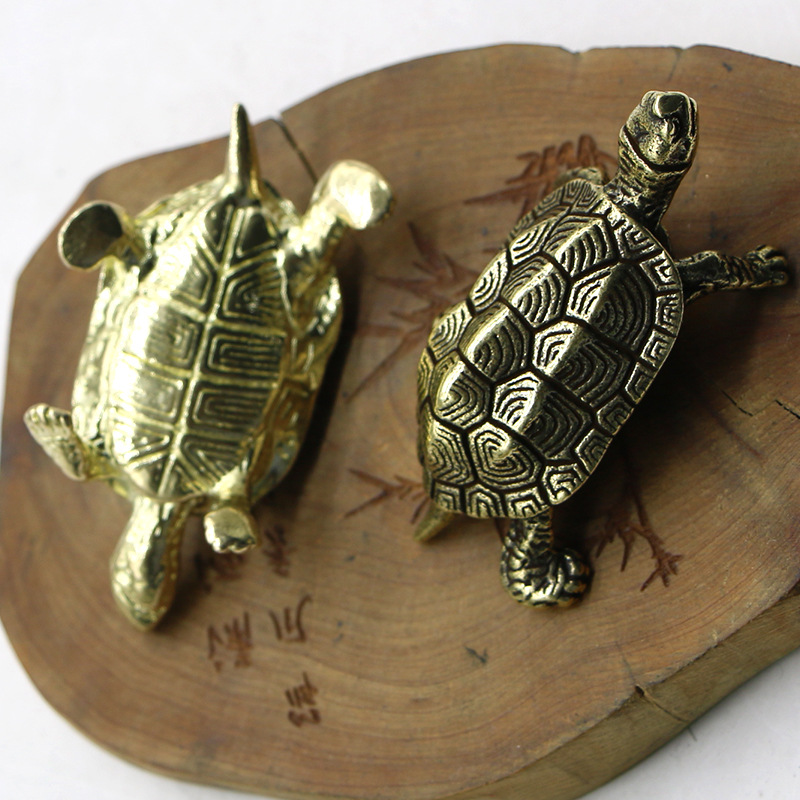 Vintage Brass Animal Turtle Figurines Perfect Home Decoration For