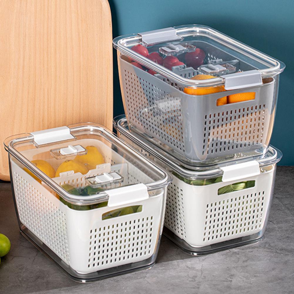 1set Vegetable and Fruit Storage Containers for Fridge Organizer Produce  Saver Containers for Refrigerator Lettuce Berry Salad Cabbage Keeper  Kitchen Organization with Lids and Air Vents