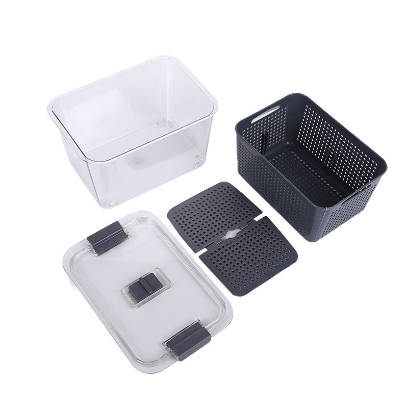 1pc Double-layer Fridge Storage Box Refrigerator Fruit Vegetable Drain  Basket Fresh-Keep Box With Lid Storage Container Kitchen Tool