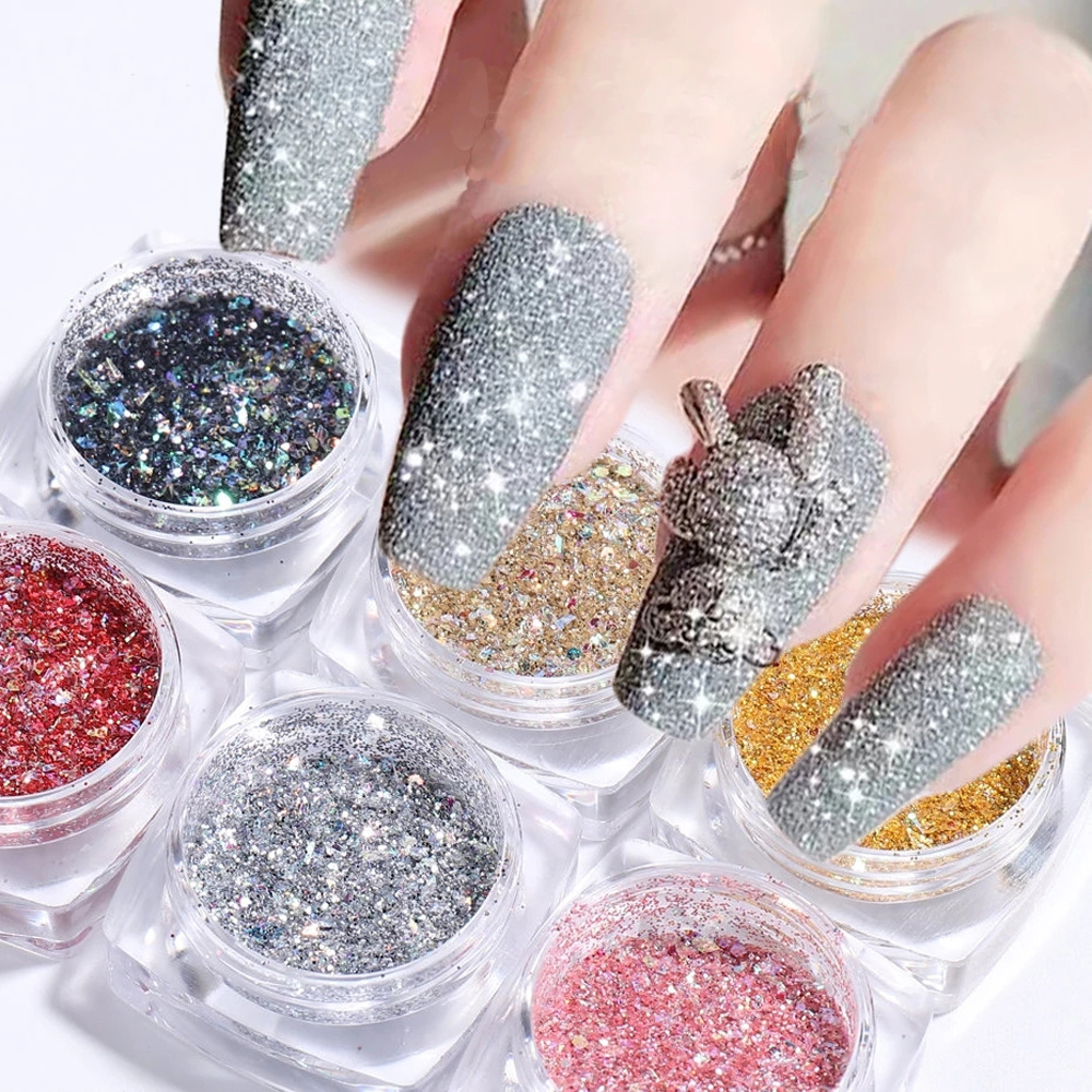 Nail Glitter Sparkling Reflective Diamond Glitter Dust Shiny - Temu
