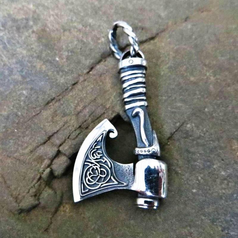 Vintage Exquisite Pattern Viking Tomahawk Pendant Necklace Punk Men's Amulet Jewelry Necklace Men's Gift