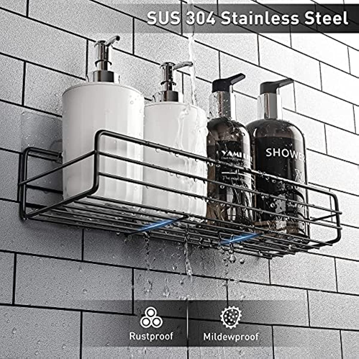 Adhesive Shower Caddy, Bathroom Shower Organizer And Soap Dishes With  Hooks, No Drilling Traceless Rustproof Bathroom Storage Wall Shower  Organizer For Bathroom Toilet Kitchen Rvs - Temu