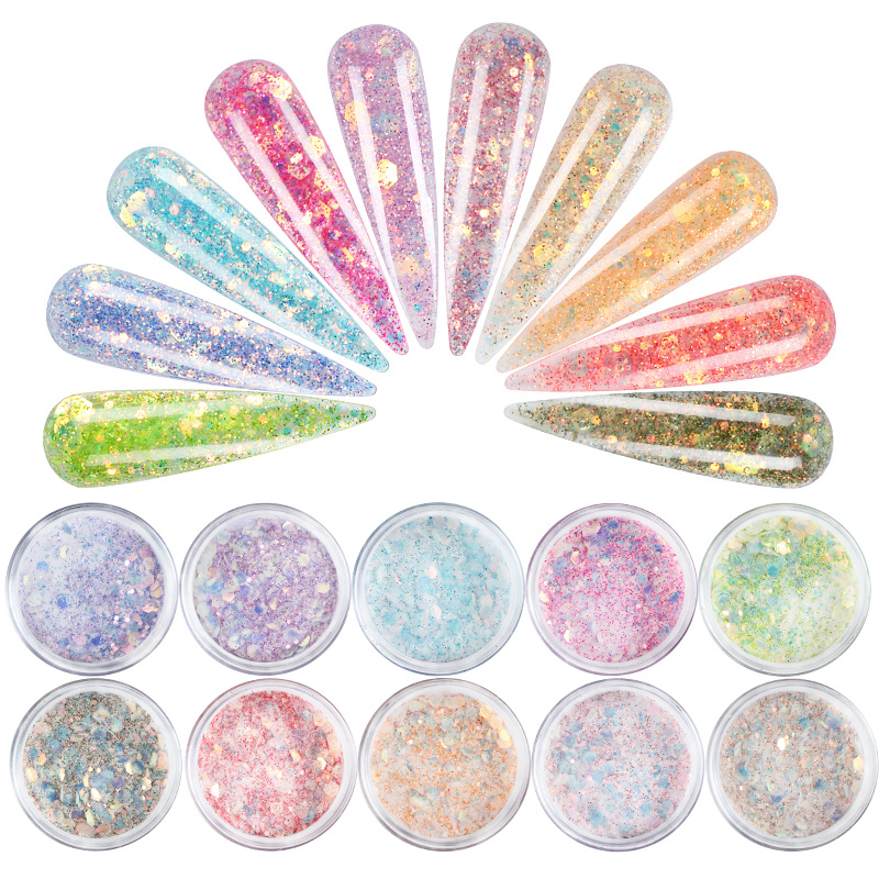 15g Mermaid Acrylic Powder Chunky Glitter Bulk Sequins Tips Carving Polymer  Extension Builder For French Charms Nail Accessories