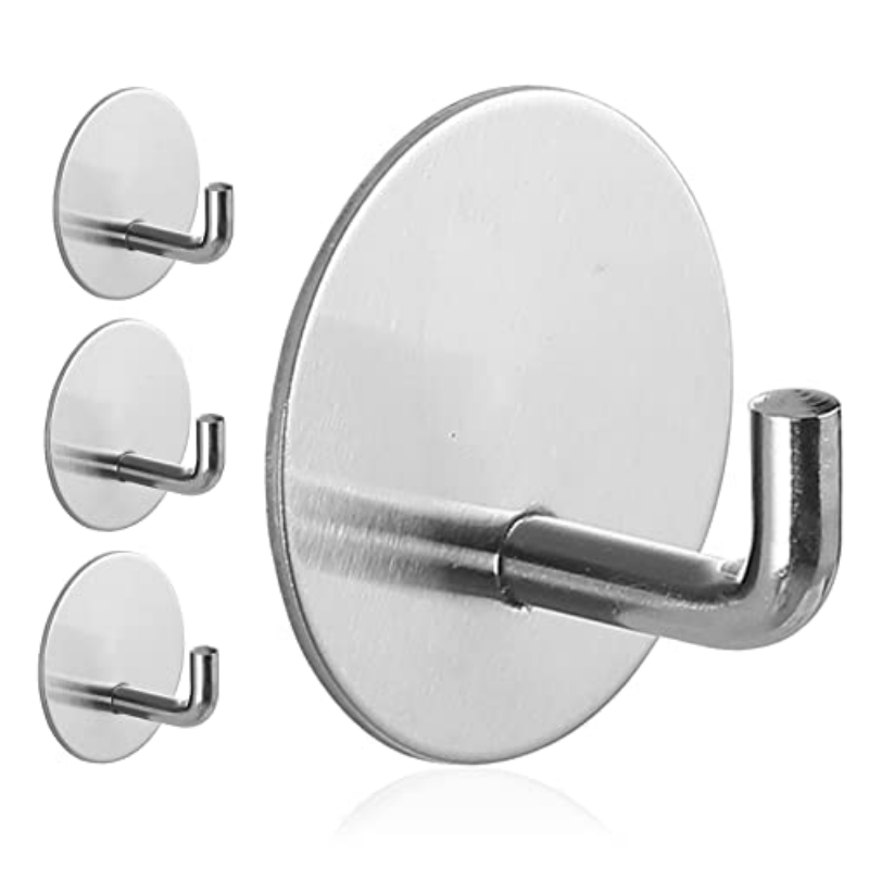 Adhesive Hooks, Heavy Duty Waterproof In Shower Hooks, For Hanging Loofah,  Towels, Clothes, Robes For Bathroom Removable Adhesive Wall Hooks, Door Hook,  Stainless Steel Black Stick On Hooks - Temu