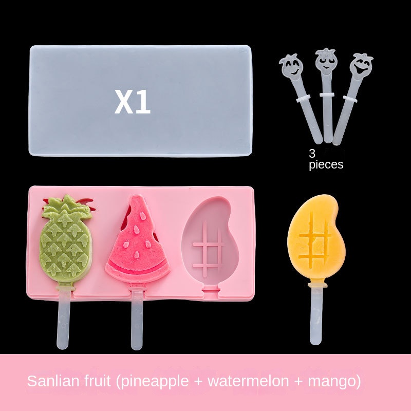 3 Cavity Popsicle Molds Food Safe Ice Pop Mold Fruit Makers Cute Cartoon  Shapes