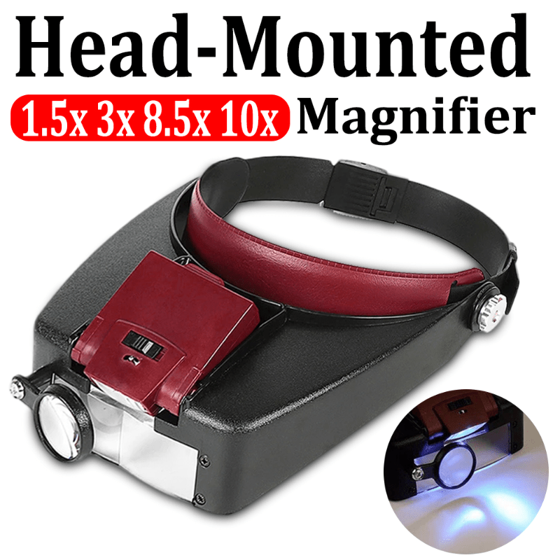 Lente Testa fascia Magnifier Occhiali lente di ingrandimento 10X con la  luce del LED