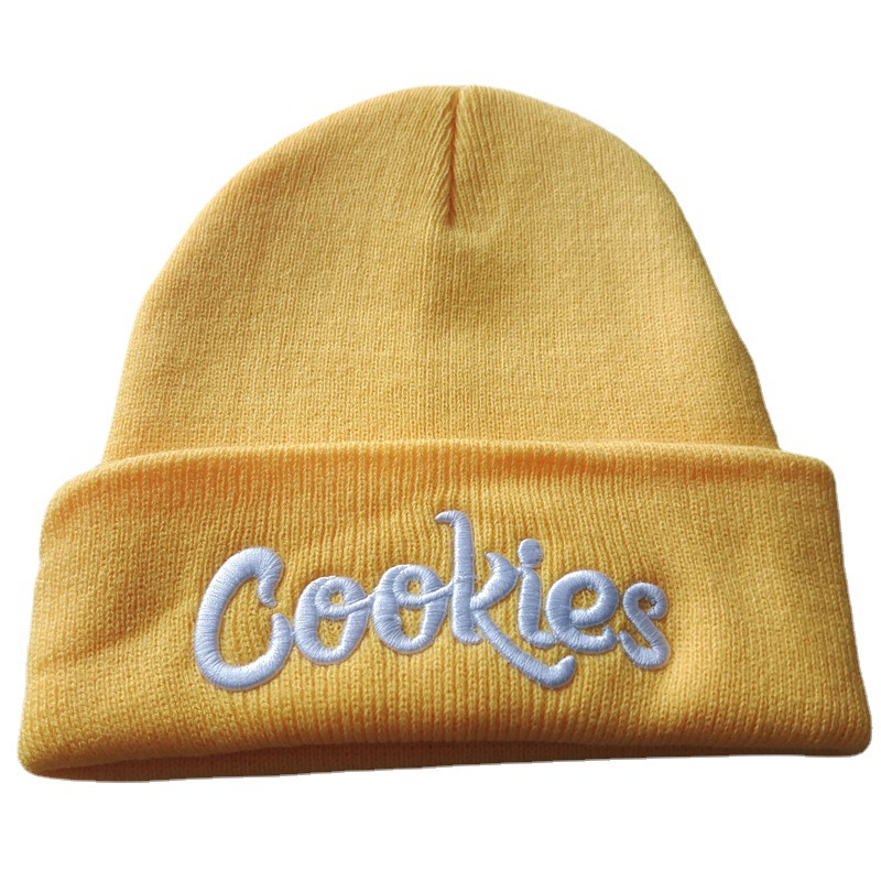 Unisex ''cookies'' Alphabets 3d Embroidery Knit Hat Warm Beanie Cap For