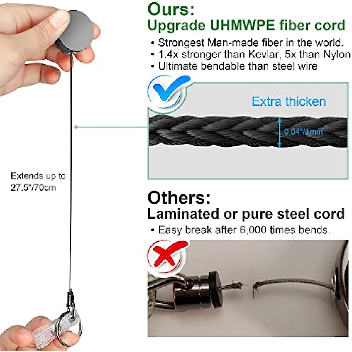 Llavero Retráctil Para Hombres Cable De Metal Extensible De - Temu