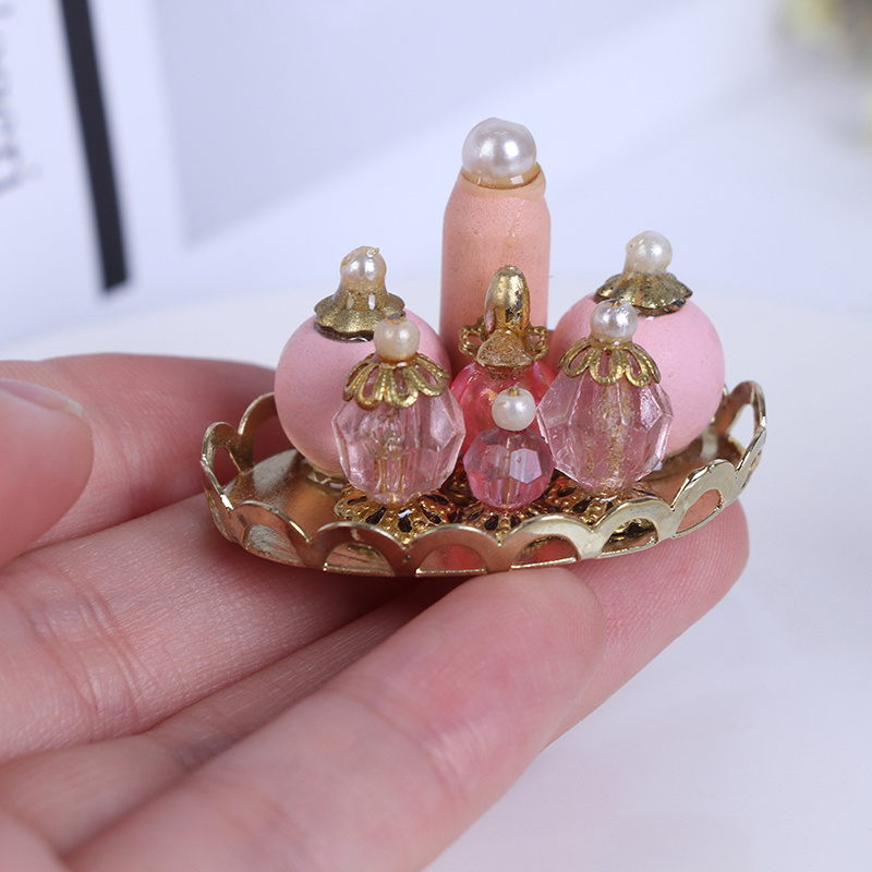 

1:12 Scale Pink Perfume Tray Miniature Furniture: A Perfect Dollhouse Accessory For Your Little One!