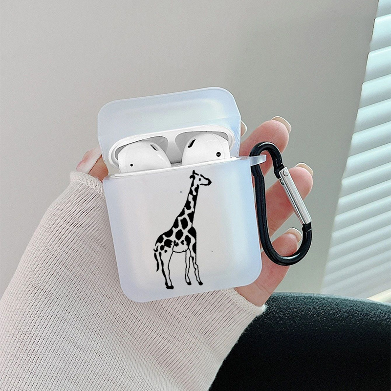 Black & White Giraffe Graphic Pattern Headphone Case For Airpods1/2,  Airpods3, Pro, Pro (2nd Generation), Gift For Birthday, Girlfriend,  Boyfriend, Friend Or Yourself, Black Anti Fall Silicon For Headphone Case -  Temu