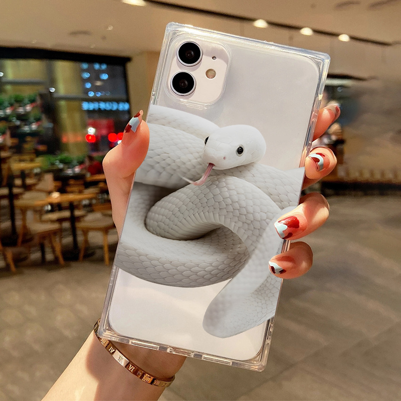 White Snakes Pattern Print Silicone Protective Phone Case Temu New
