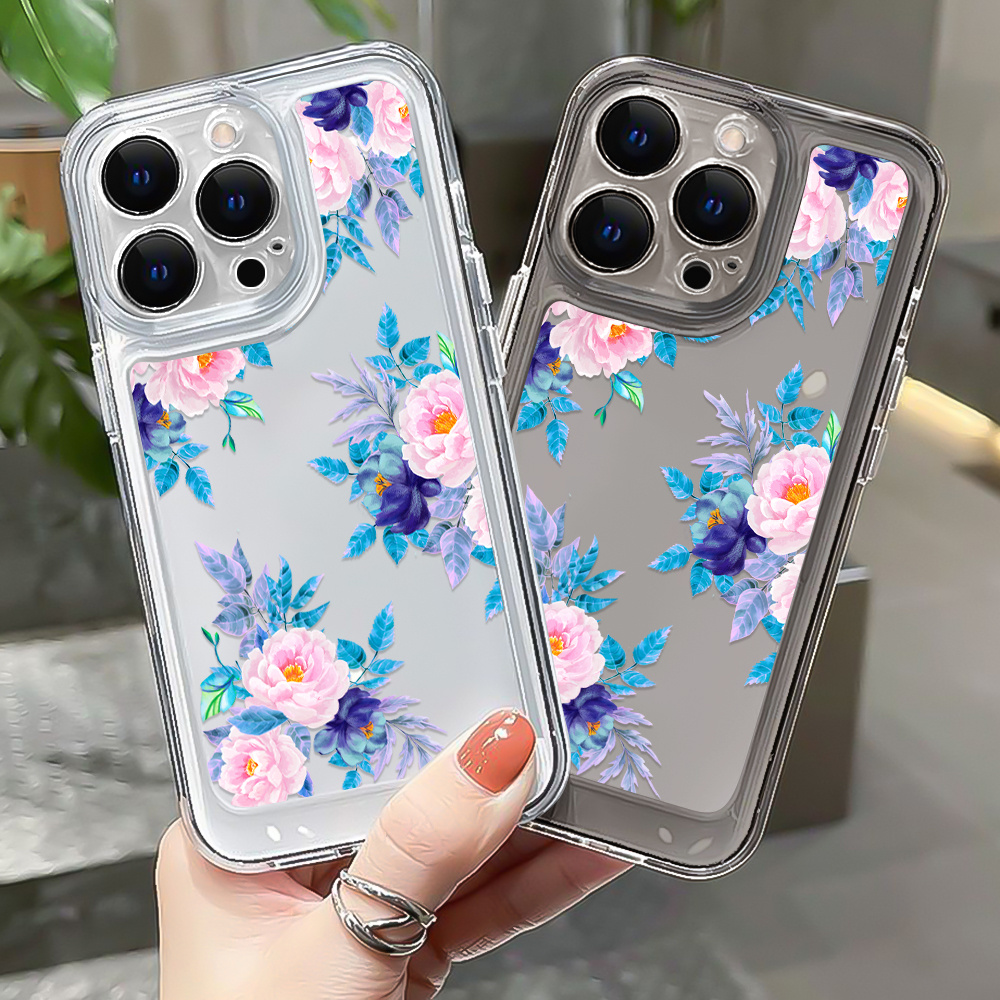 Flower Transparent Black Lens All-inclusive Phone Case For