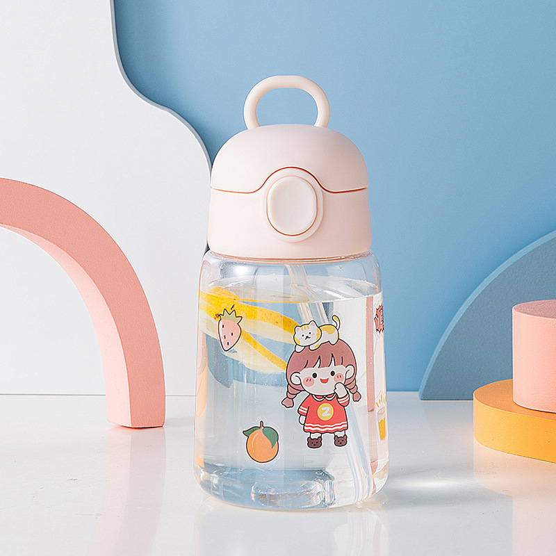 1pc 480ml Kids Water Bottle For School Boys Girls, Cup With Straw