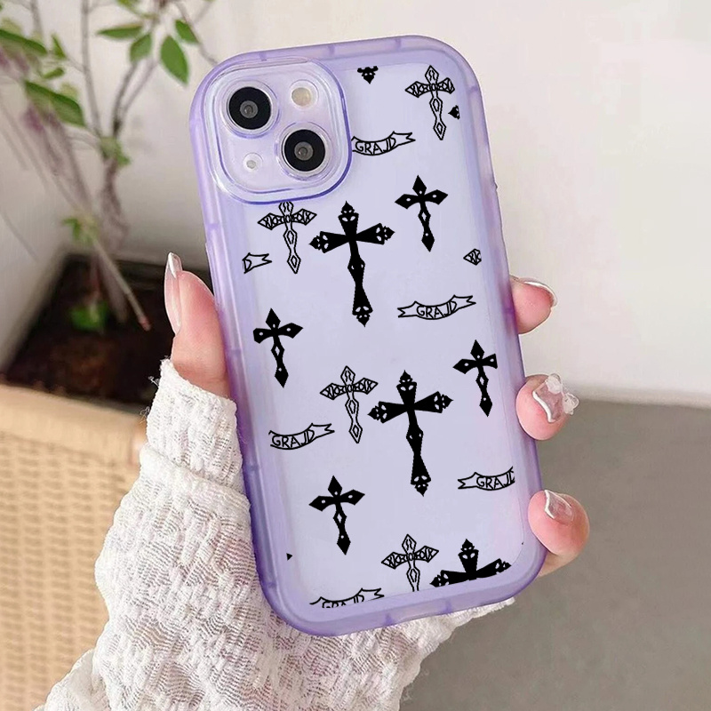 Tf2547 Cross Pattern Print Silicone Protective Phone Case Anti Fall  Protective Phone Case For Iphone 14