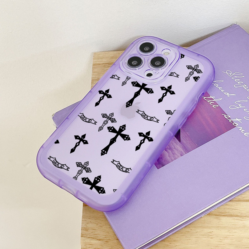 Tf2547 Cross Pattern Print Silicone Protective Phone Case Anti Fall  Protective Phone Case For Iphone 14