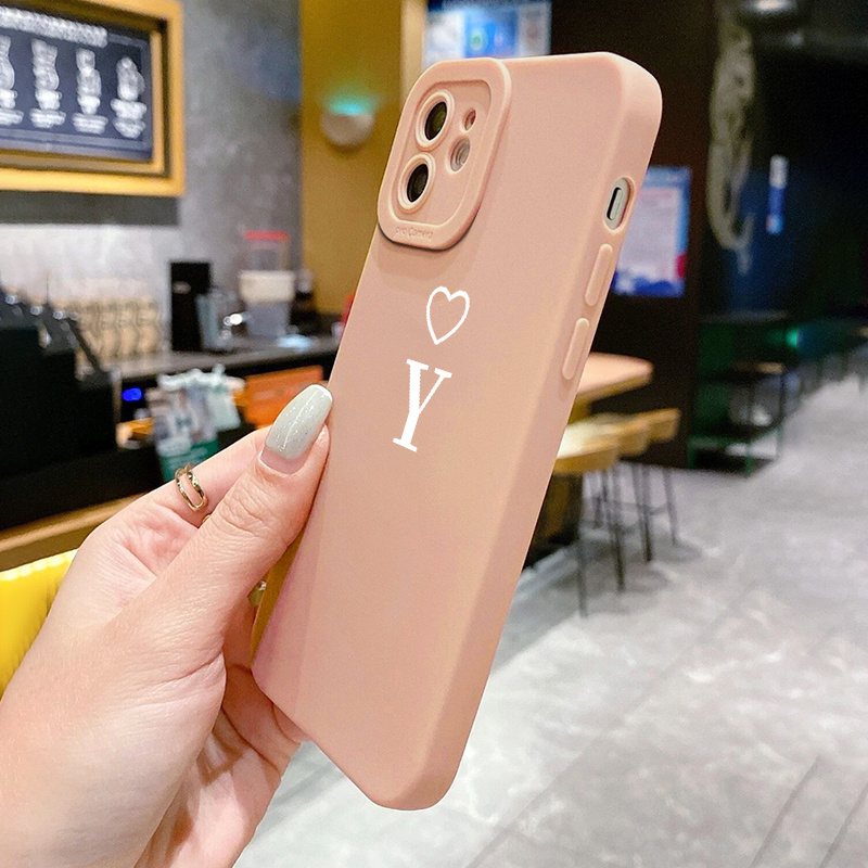 Heart & Letter Y Graphic Silicone Phone Case For Iphone 11 14 13