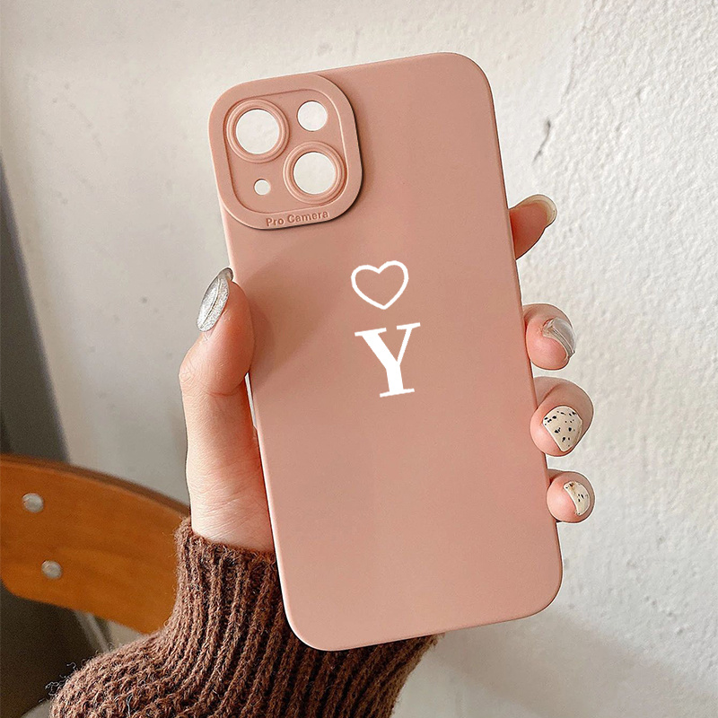 Heart & Letter Y Graphic Silicone Phone Case For Iphone 11 14 13