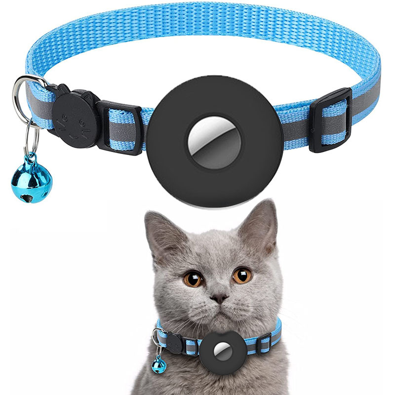 Collar para gatos AirTag – Collar reflectante ajustable para gato con  soporte AirTag y campana, collar GPS para gato (azul)